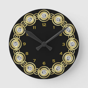 Horloge Ronde Cadran rond noir et or