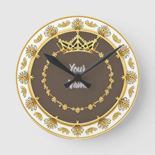 Horloge Ronde Cadre circulaire doré élégant