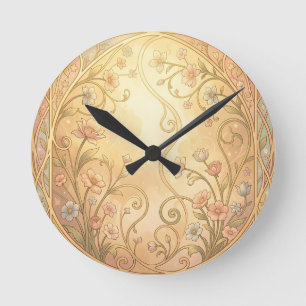 Horloge Ronde Cadre floral Art Nouveau bordure ornementale vinta