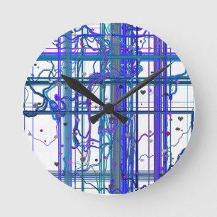 Horloge Ronde Cadre mural floral abstrait avec motif de cadran m