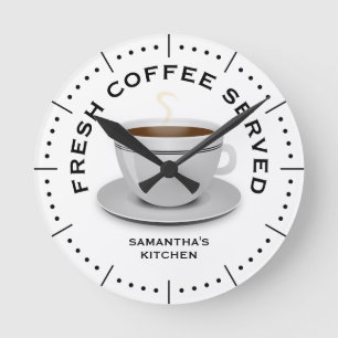 Horloge Ronde Café Blanc Et Noir Moderne Cuisine À Thème