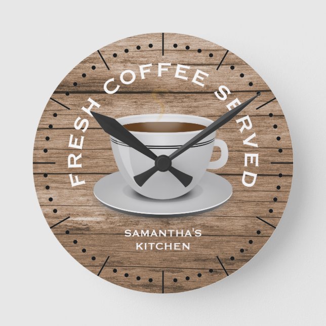 Horloge Ronde Café rustique en bois Thème Ferme Cuisine (Recto)