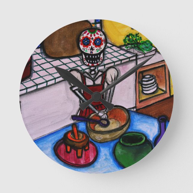 HORLOGE RONDE CALAVERA LA COCINERA LA JEFA PEINTURE (Recto)