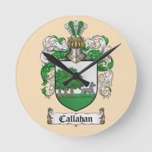 Callahan Coat of Arms Round Clock (