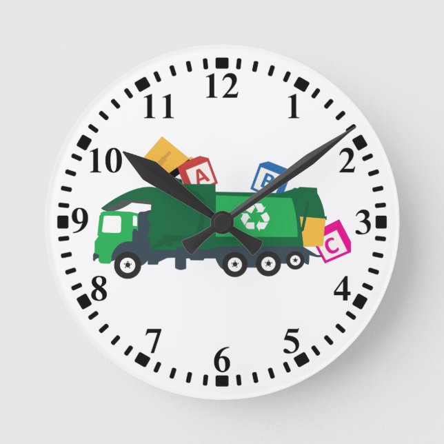Horloge Ronde Camion de recyclage ABC (Recto)