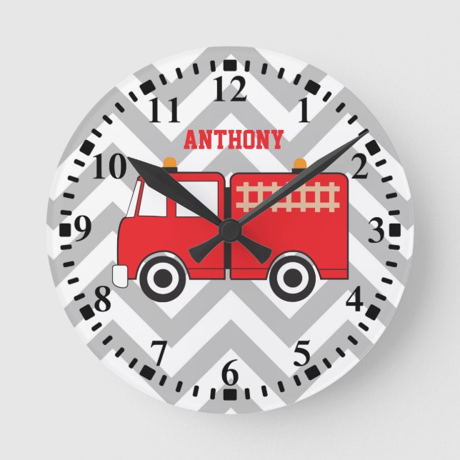 Horloge Ronde Camion d'incendie rouge personnalisé (Recto)
