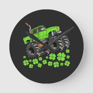 Horloge Ronde Camion Monstre Chanceux de la Saint-Patrick pour T