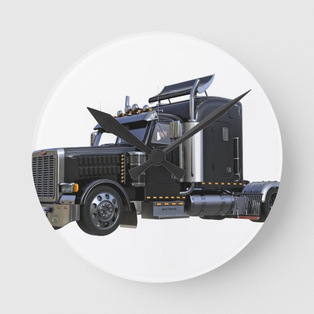 Horloge Ronde Camion noir semi-traceur (Recto)