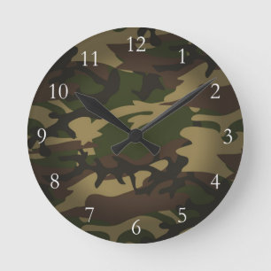 Horloge Ronde Camo vert poussiéreux