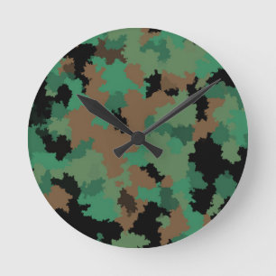 Horloge Ronde Camouflage de la jungle verte de l'armée Design Mo