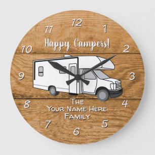 Horloge Ronde Camping Générique Classe C bois design Grande horl