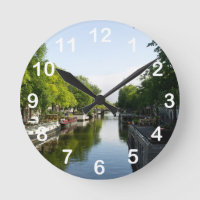 Canal panoramique d'Amsterdam et photo de péniches