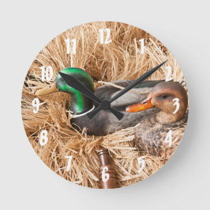 Horloge Ronde Canard Appeler Mallard Drake Chasse Chasse Chasse 