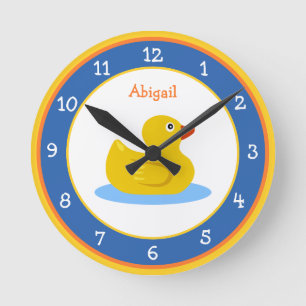 Horloge Ronde Canard en caoutchouc adorable bleu et jaune