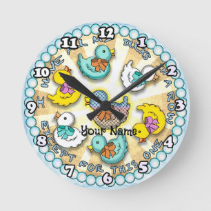 Horloge Ronde Canards En Rangée