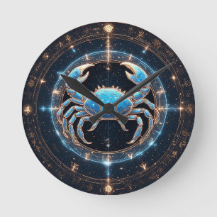 Horloge Ronde Cancer Élégant Signe du Zodiaque