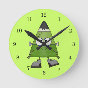 Horloge Ronde Candy Corn Frankenstein Halloween