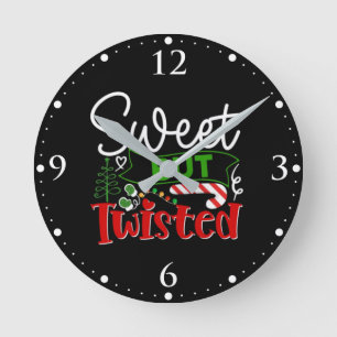 Horloge Ronde Canne à Sucre de Noël Drôle Mais Tordu