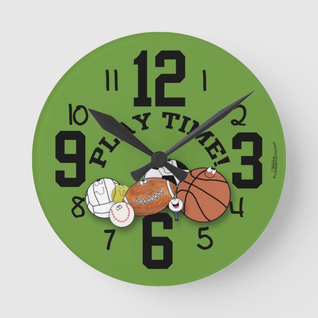 Horloge Ronde Caractères de balle de sport-Temps de jeu (Recto)