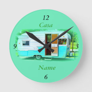 Horloge Ronde Caravane de campeurs Vintages de Retro