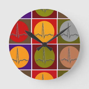 Horloge Ronde Cardiac QRS Pop Art