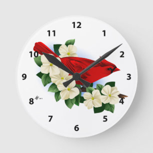 Horloge Ronde Cardinal rouge du Nord