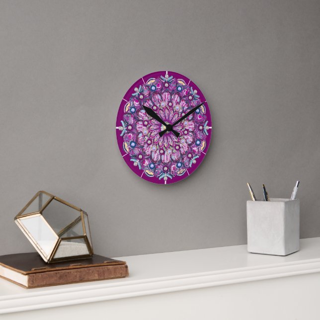 Horloge Ronde Cardinal rouge Rosace (Bureau)
