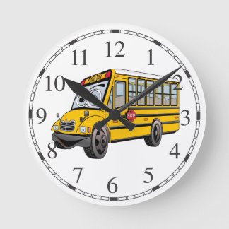 Horloge Ronde Caricature de bus scolaire 2017