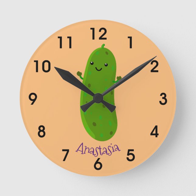 Horloge Ronde Caricature de cornichon joyeux (Recto)