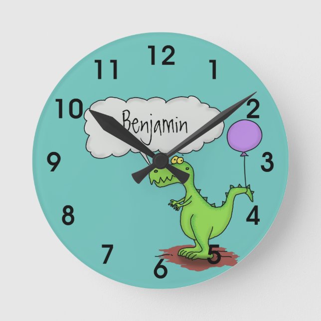 Horloge Ronde Caricature de dragon dragon drôle et vert respiran (Recto)