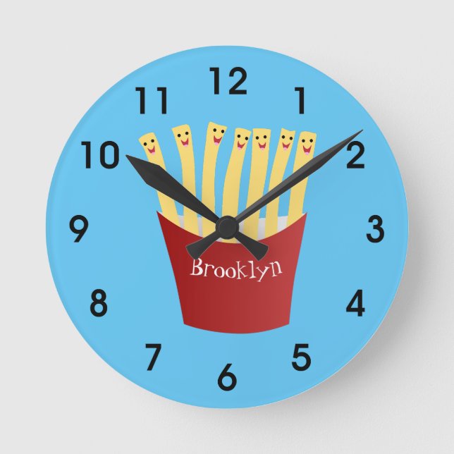 Horloge Ronde Caricature de frites Cute kawaii fast food (Recto)
