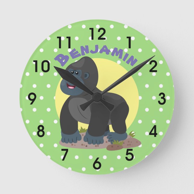 Horloge Ronde Caricature de gros gorilles amusante (Recto)