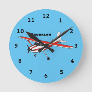 Horloge Ronde Caricature de l'avion à train de vélo