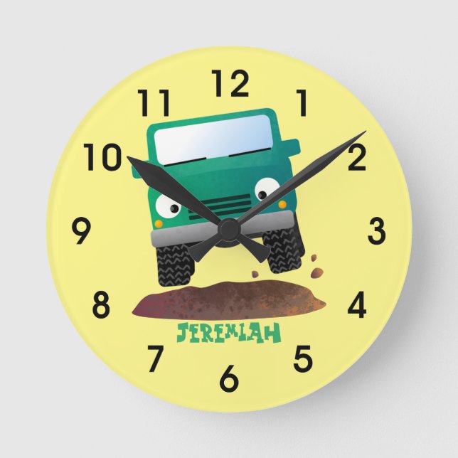 Horloge Ronde Caricature de voiture 4 X4 hors route (Recto)