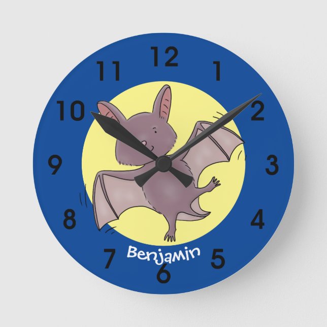 Horloge Ronde Caricature de vol de chauve-souris (Recto)