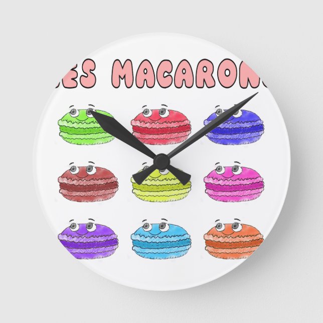 Horloge Ronde Caricature des Macarons (Recto)