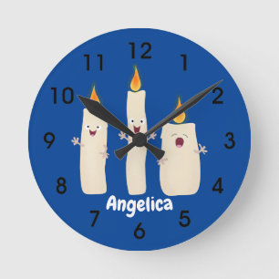 Horloge Ronde Caricature en trois chandelles mignonnes