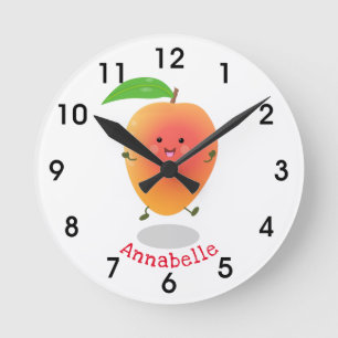 Horloge Ronde Caricature jaune mangue mignonne