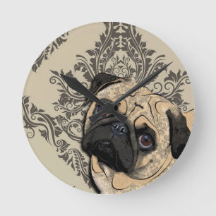 Horloge Ronde Carlin chien Abstrait animal de compagnie Motif Im