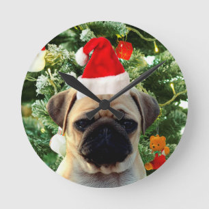 Horloge Ronde Carlin Chien Chien Chien de Noël Arbre de Noël Orn