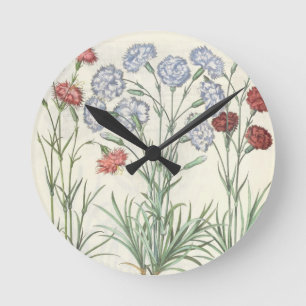 Horloge Ronde Carnations: 1.Caryophyllus multiplex flore albo; 2