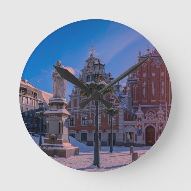 Horloge Ronde Carré de la mairie de Riga en hiver (Recto)