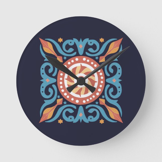 Horloge Ronde Carreau Boho (Recto)