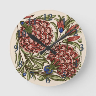 Horloge Ronde Carreau de fleur d'œillet Art antique rustique De 