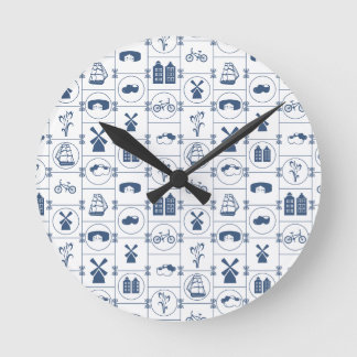 Horloge Ronde Carreaux bleus néerlandais