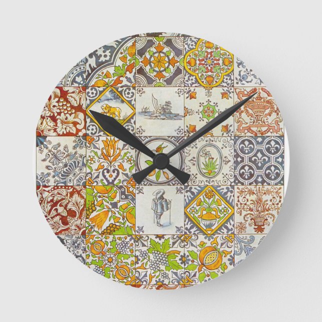 Horloge Ronde Carreaux de céramique hollandais (Recto)