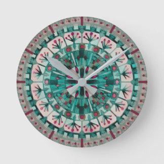 Horloge Ronde Carreaux de mosaïque Boho Océan Turquoise -