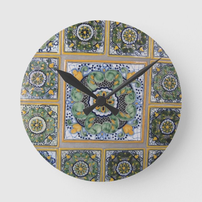 Horloge Ronde Carreaux de style Talavera mexicain (Recto)