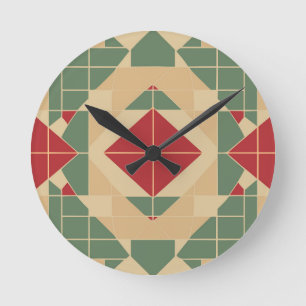 Horloge Ronde Carrelage de Reggae Géométrique Pastel