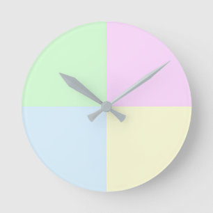 Horloge Ronde Carrés pastel moderne